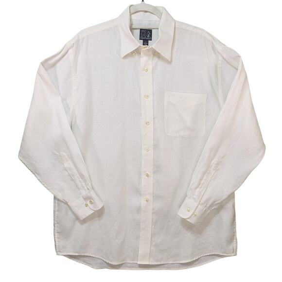 Jos A Bank Mens XXL Traveler Collection White 100% Linen Button Up Shirt - Picture 1 of 9